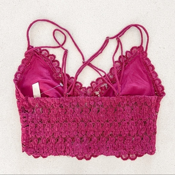 NWOT Free People Celine Magenta Red Velvet Lace Bralette Size Small - Picture 5 of 6